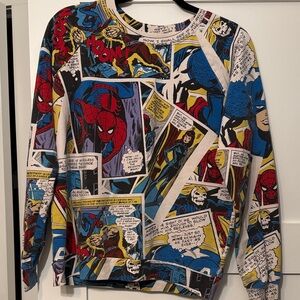 Marvel Comic Print Kids Crewneck Shirt - Red, Blue, Yellow